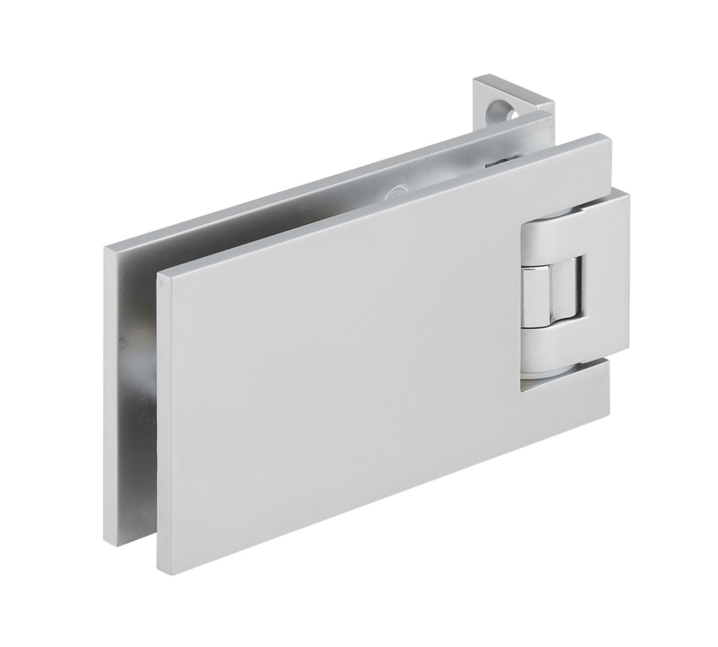 1 charnière simple Marine SQ réglable pour verre ép: 8 et 10mm platine de fixation à 2 trous - Chromé mat