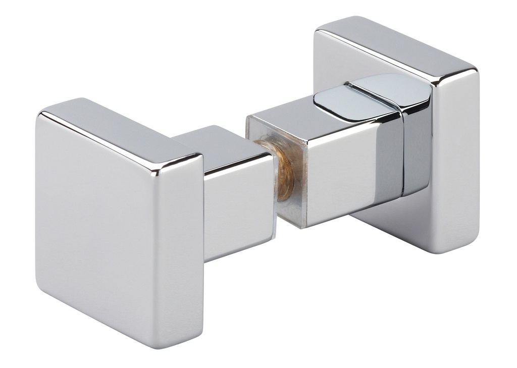 1 bouton double carré 30 x 30 mm - Chromé brillant