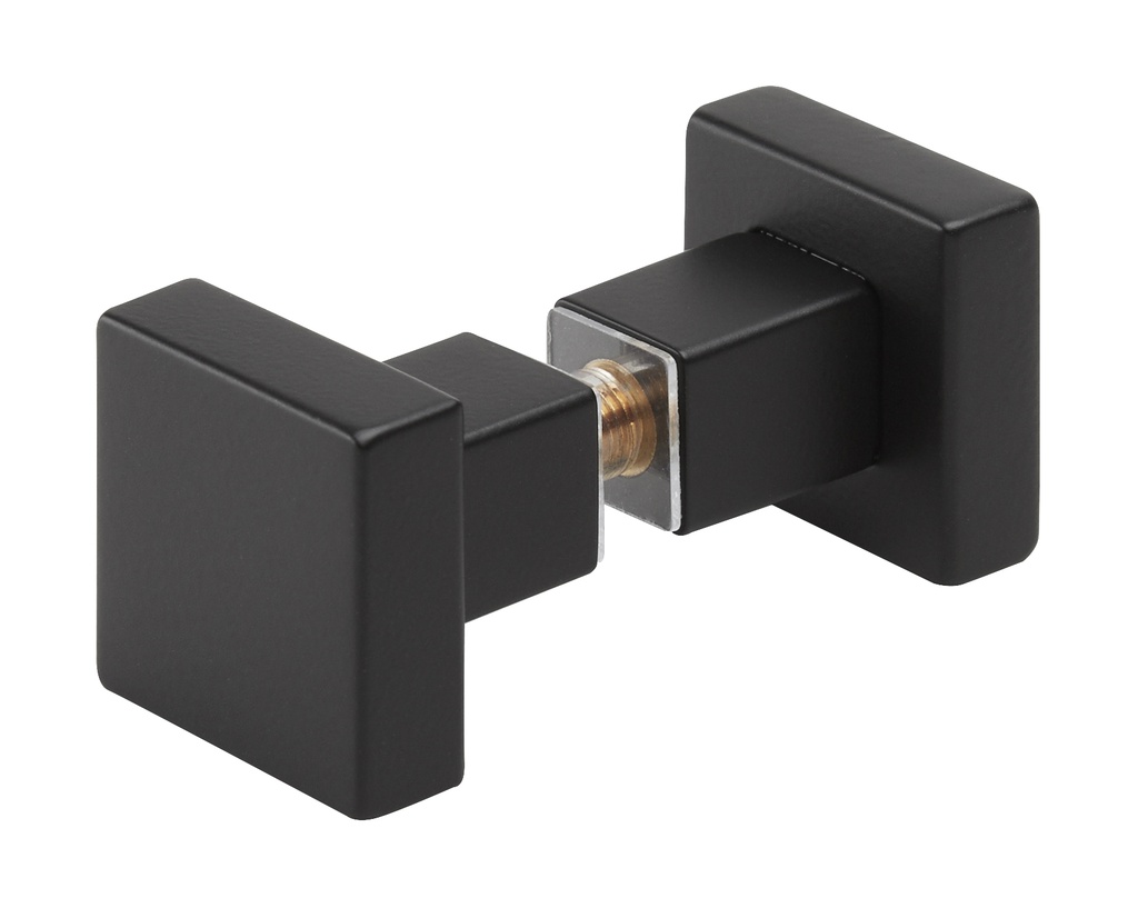 1 bouton double carré 30 x 30 mm - Laqué noir velours