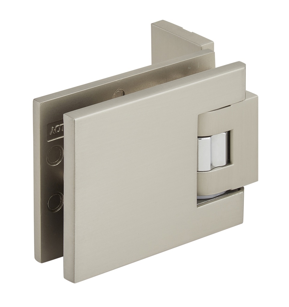 1 charnière simple Carréa réglable pour verre ép: 8 et 10mm platine de fixation à 3 trous - Effet inox