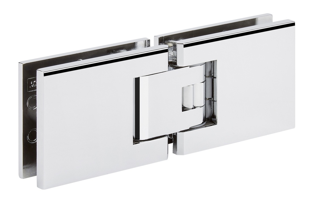 1 charnière Carréa double réglable blocage 90° verre 8/10mm - Chromé brillant