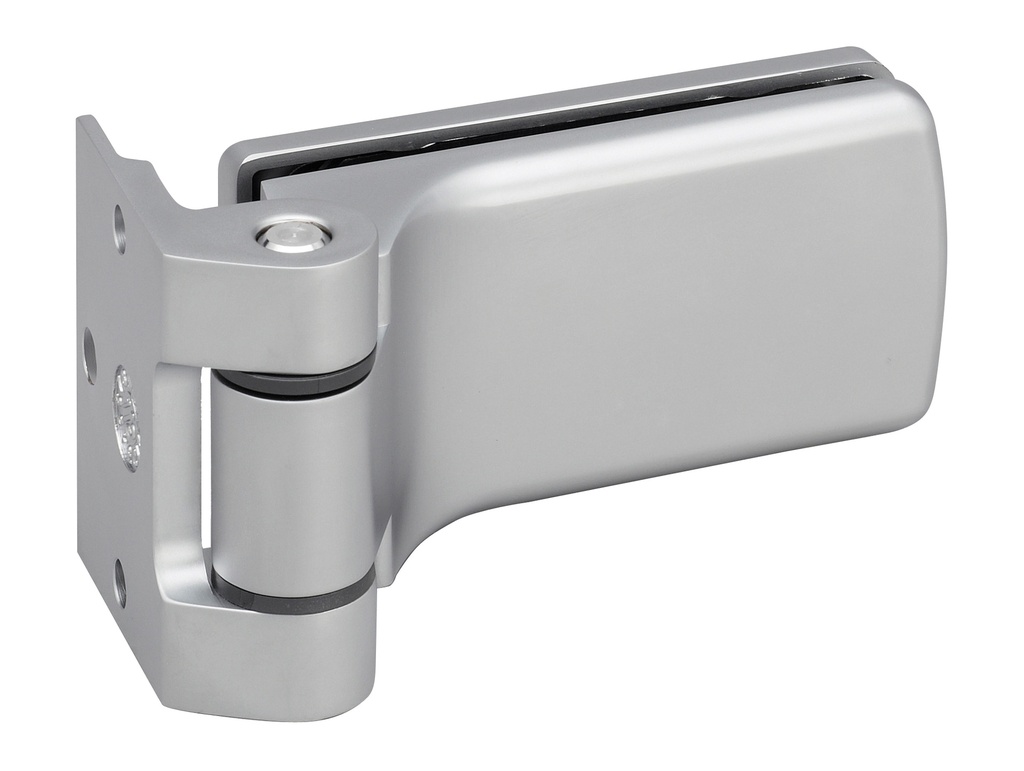 [4203.31.0] 1 paumelle +fiche multifeuillure Lagune pour verre ép:8/10mm entr'axe 55mm - Chromé mat