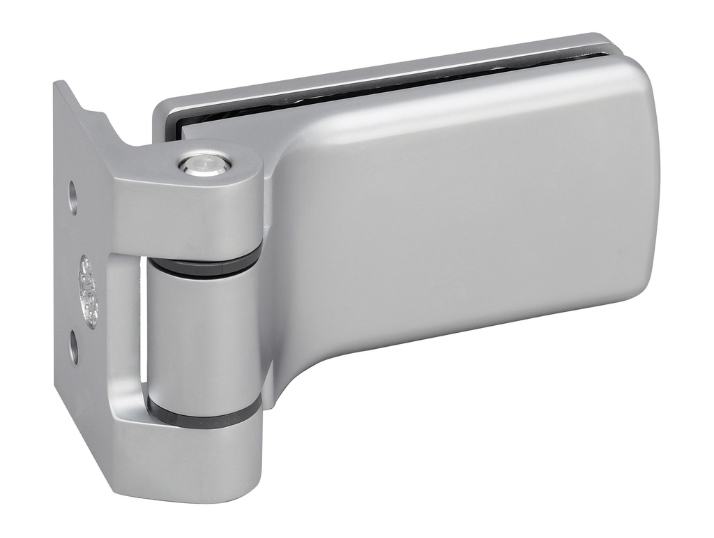 1 paumelle +fiche multifeuillure Lagune pour verre ép:8/10mm entr'axe 55mm - Chromé mat