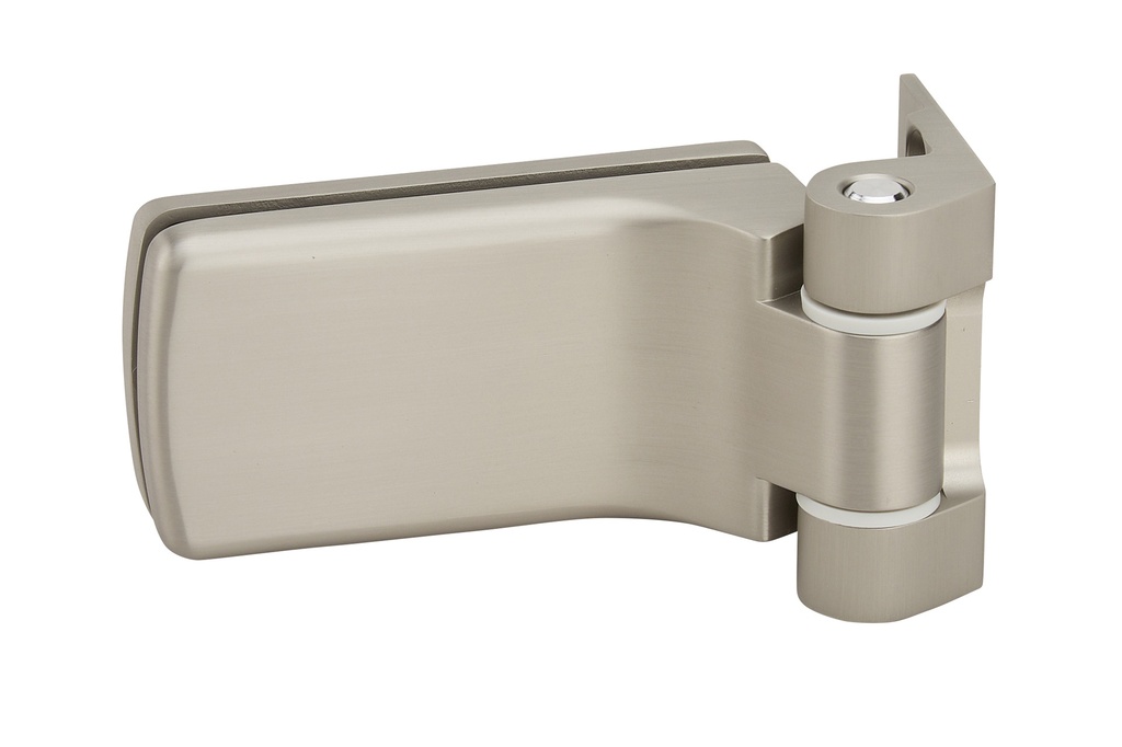 1 paumelle +fiche multifeuillure Lagune pour verre ép:8/10mm entr'axe 55mm - Effet inox