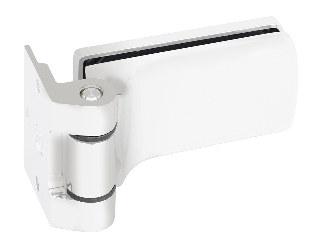 1 paumelle +fiche multifeuillure Lagune pour verre ép:8/10mm entr'axe 55mm - Laqué blanc RAL 9010