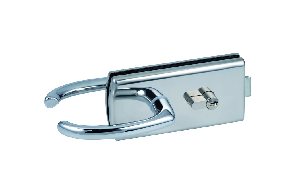 Serrure de milieu Lagune à barillet et béquilles, sans avancement de pêne - Chromé brillant