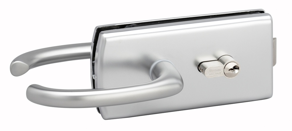 Serrure de milieu Lagune à barillet et béquilles, sans avancement de pêne - Chromé mat