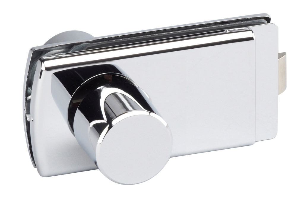 Serrure de milieu Lagune bec de cane avec déport et 2 boutons - Chromé brillant
