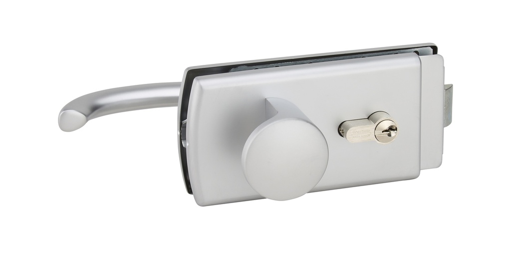 Serrure Lagune 1 béq INT 1 bouton fixe EXT à déport - Chromé mat