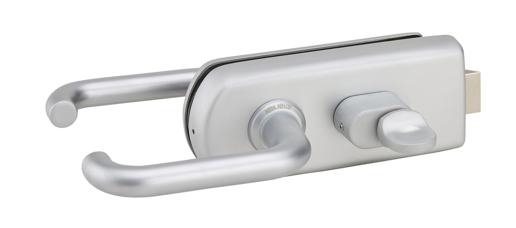 Serrure de milieu Bastille à barillet à bouton int , caches barillet et béquilles pour verre 8mm - Chromé mat