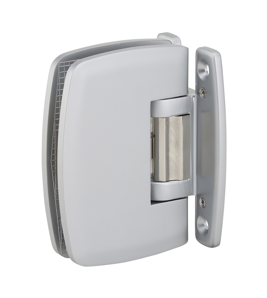 1 charnière simple Swingo à rappel automatique verre de 8/10/12mm blocage ouverture 90° - Chromé mat