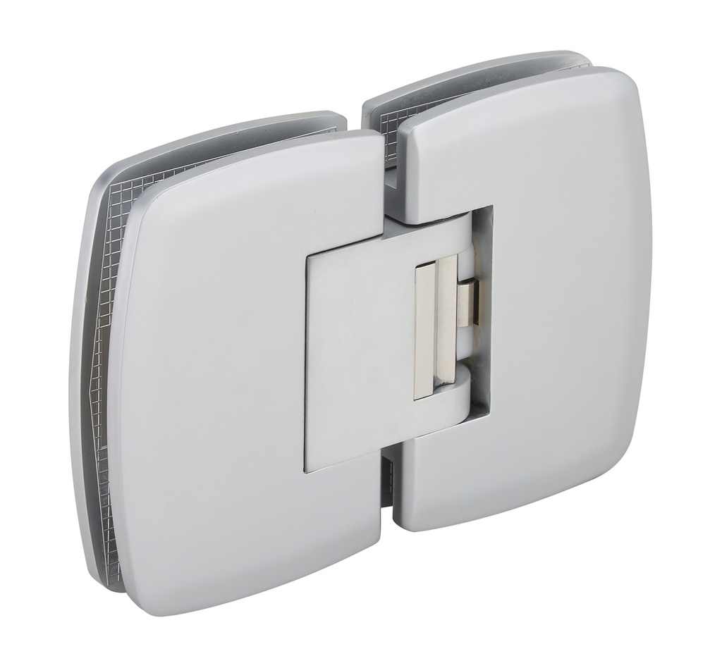 1 charnière double Swingo à rappel automatique verre de 8/10/12mm - Chromé mat