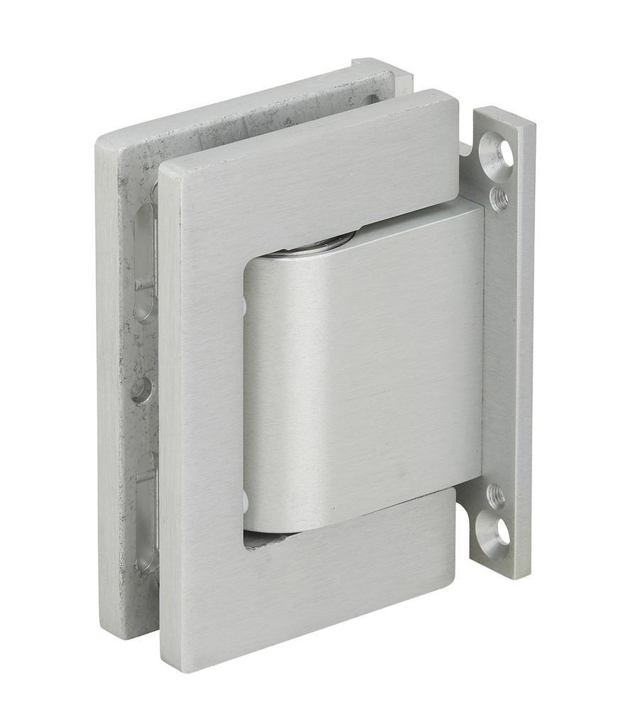 1 charnière Hydraulique simple Freeline à rappel automatique verre de 8/10/12mm - Alu anodisé argent brossé