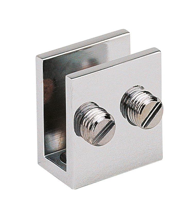 4 pinces fixes à visser 27x25mm - Chromé brillant