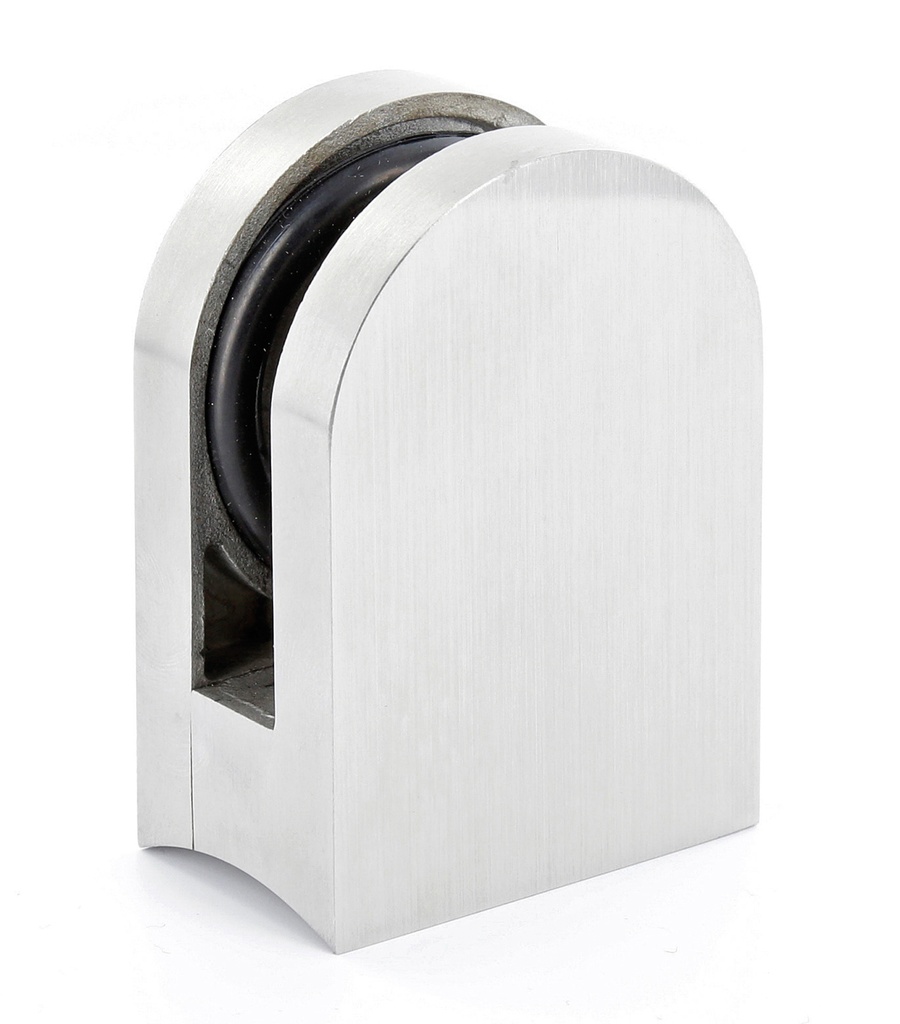 1 pince de fixation arrondie 44 x 63mm pour tube Ø 60 mm verre ép: 8 et 10 mm - Inox brossé