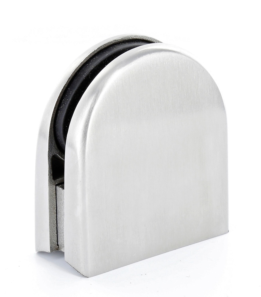1 pince de fixation arrondie 55 x 55mm pour tube Ø 45 ou 50 mm verre ép: 8 et 10 mm - Inox brossé
