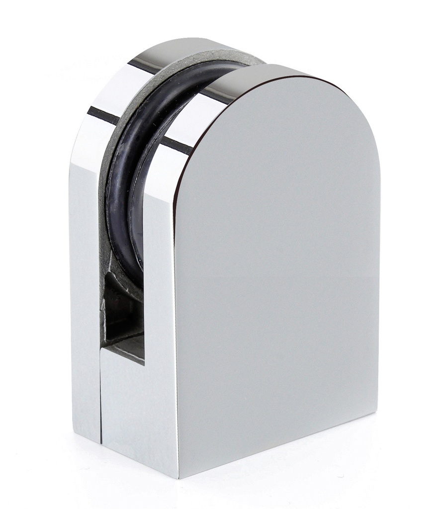 1 pince de fixation arrondie 44 x 63mm verre ép: 8 et 10 mm - Inox poli