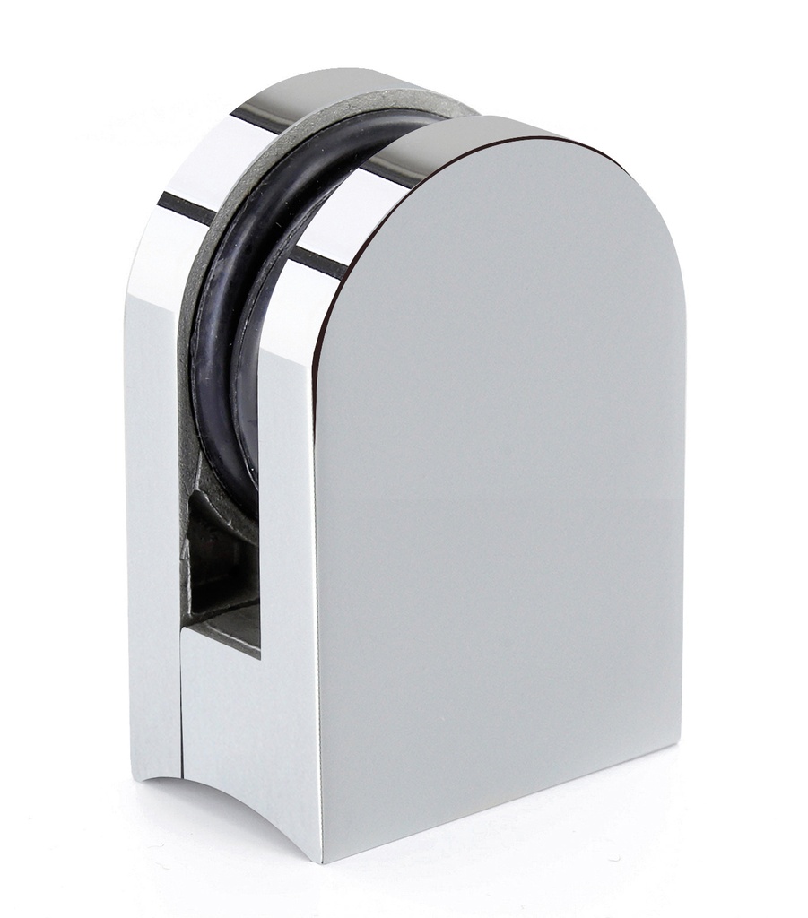 1 pince de fixation arrondie 44 x 63mm pour tube Ø 60 mm verre ép: 8 et 10 mm - Inox poli