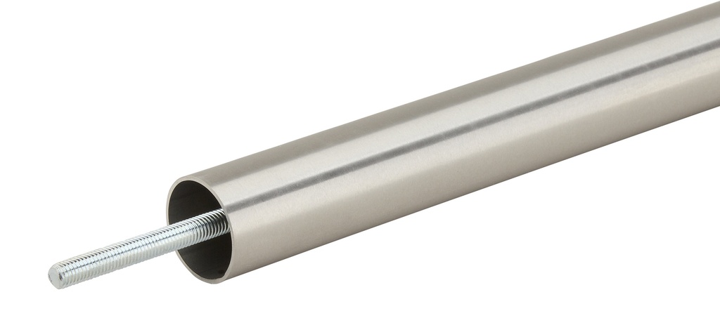 Tube diamètre 33mm lg 800mm avec tige filetée - Inox brossé