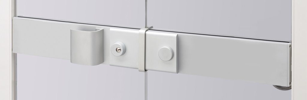 Bandeau électrique sans encoche 4 vantaux (service+semi-fixe+2 fixes) verre de 10mm - Alu anodisé argent satiné