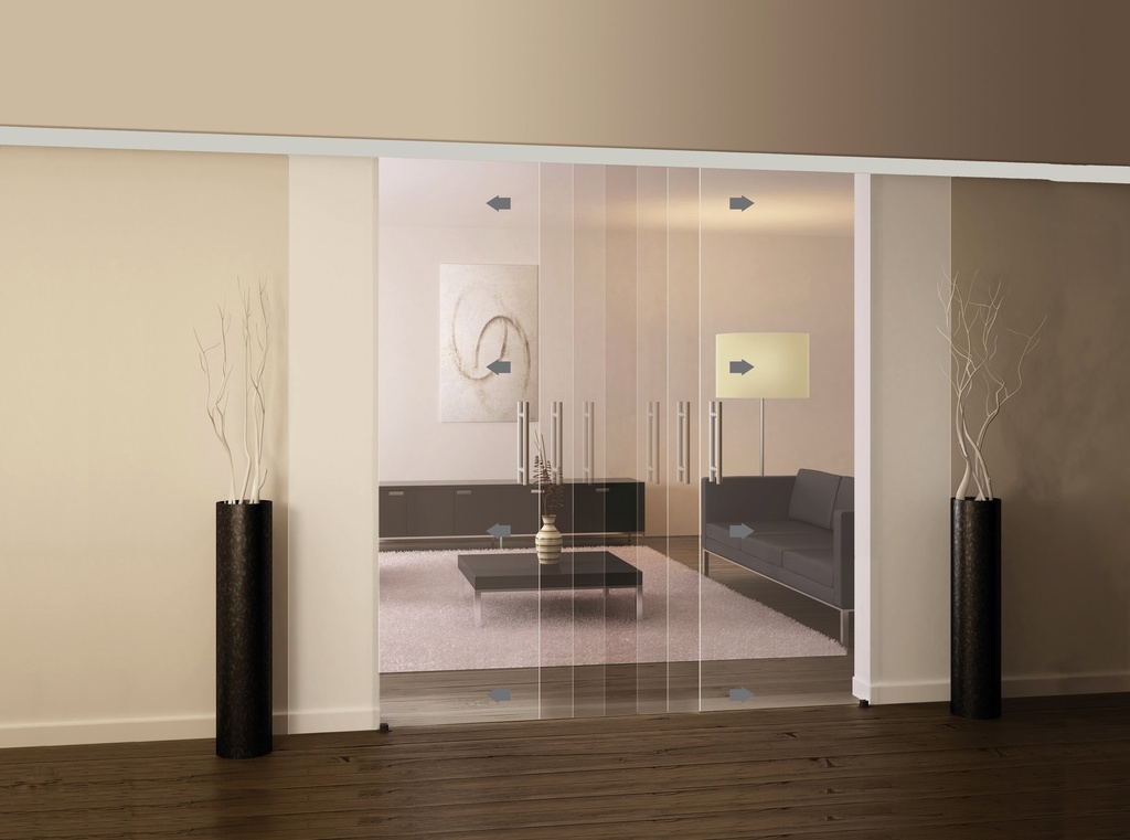 Système Synchronisé Slice pour porte double coulissante, rail lg 5000 mm - Laqué blanc RAL 9010