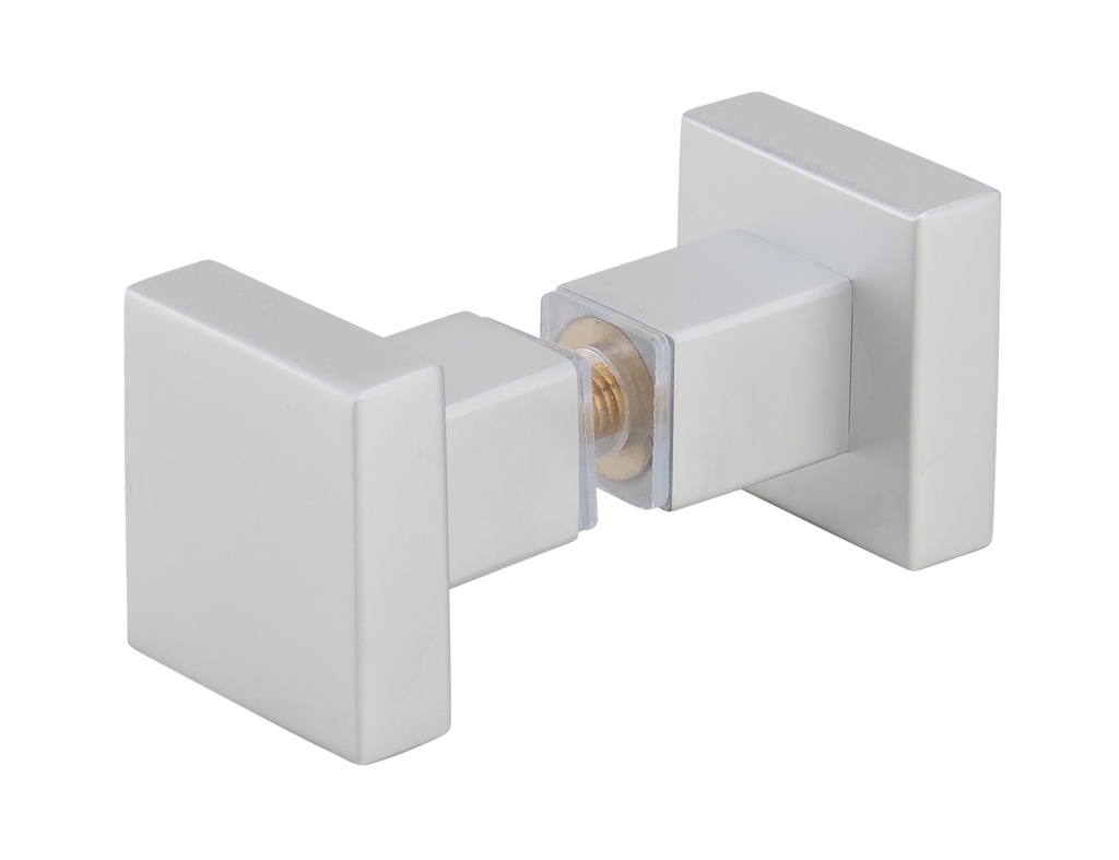 Pack  18 boutons carré 30X30mm pour verre 8-10 mm - Chromé mat