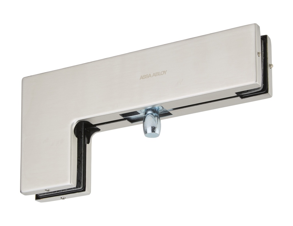 Liaison imposte et glace fixe avec pivot - Inox brossé