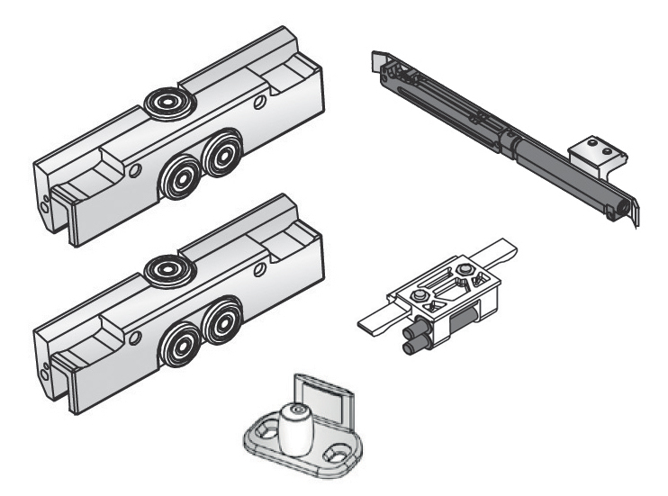 [SL81.99] 2 chariots+1 guide+1 butée et 1 autoclose et sans embout Slice -