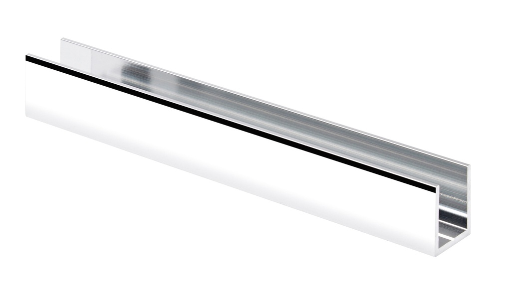 Profil U 20x17x20x2 mm  largeur intérieure 13mm longueur de 3000mm - Aluminium poli brillant