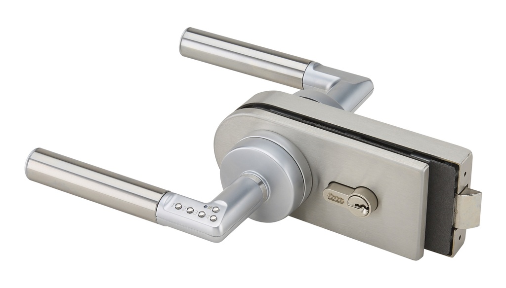 Serrure de milieu DIN droite avec poignées CODE HANDLE - Inox brossé