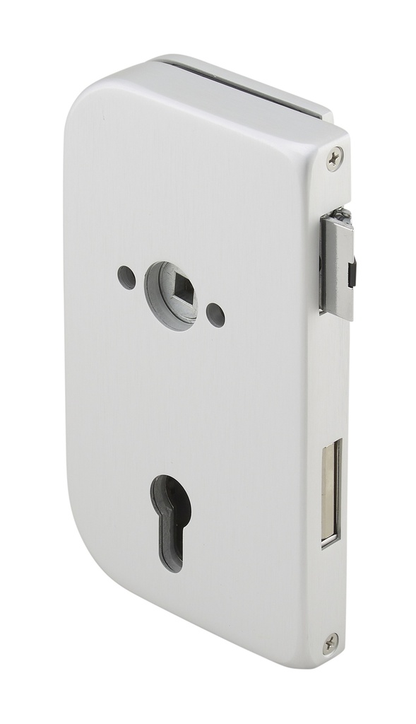 Serrure de milieu Vertis jour et nuit pour cylindre (V017) sans béquilles / DIN G - Alu anodisé argent brossé