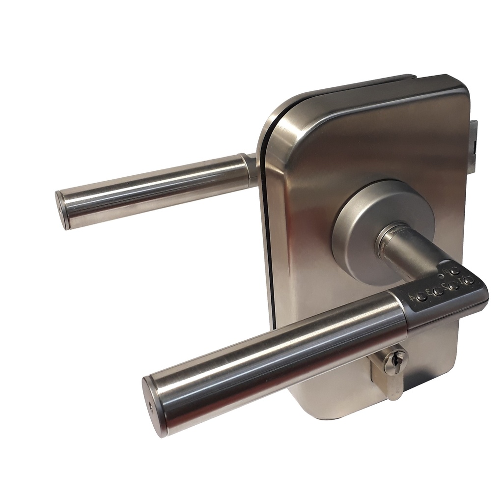 Serrure pdt et 1/2 tour avec Code Handle gauche ouverture ext alu argent - Inox brossé