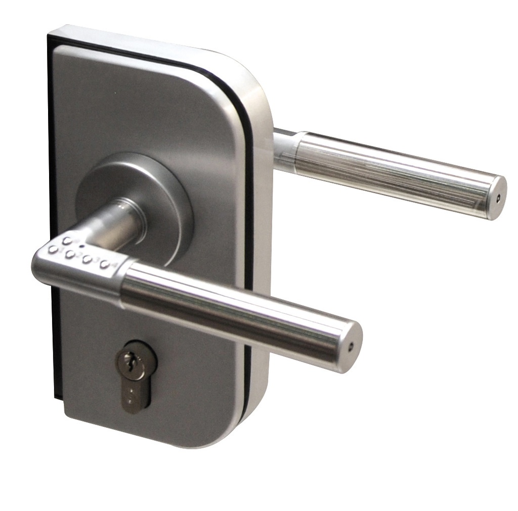 Serrure pdt et 1/2 tour avec Code Handle gauche ouverture int alu argent - Inox brossé