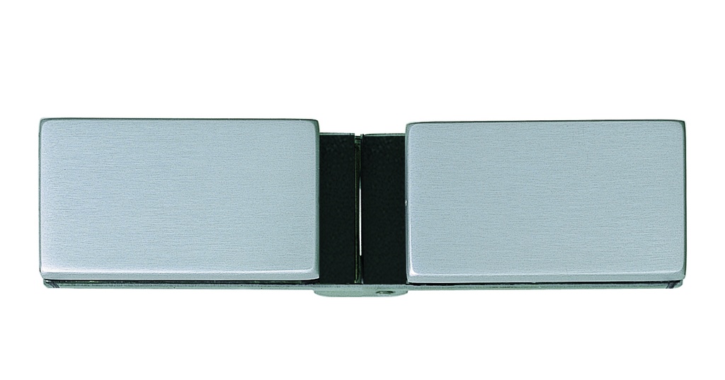 Paumelle double verre/verre pour porte simple action - Alu anodisé argent brossé