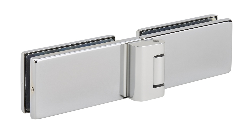Paumelle double verre/verre pour porte simple action - Chromé brillant