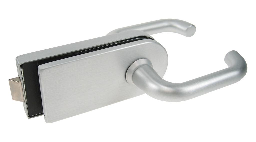 Serrure de milieu Lumira avec béquilles (montage arrière) - Alu anodisé argent brossé