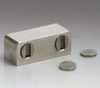 Aimant verre/verre double à collage UV, B30 H12 L18   Inox (CNC)