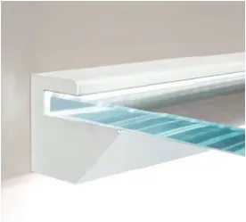 Profil support d’étagère, pour verres 8, B45 H35 L3000   RAL 9010 blanc brillant