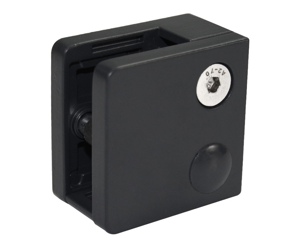 Pince pour verre 45x45 avec platine, ZAMAK, RAL 9005