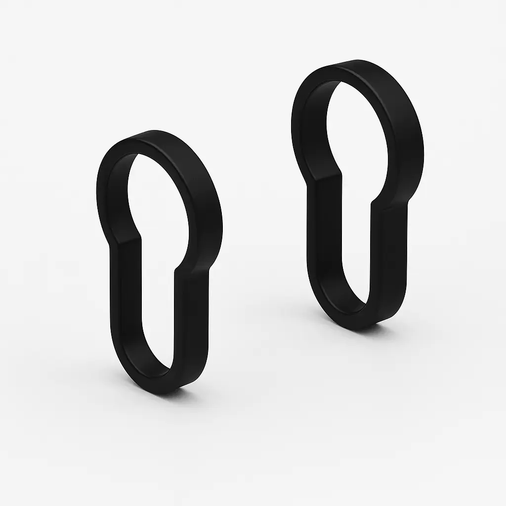 [3441ZN135-RS] 2 x ROSACE DE CYLINDRE AVEC AUTOTCOLLANT   NOIR PROFOND MAT 