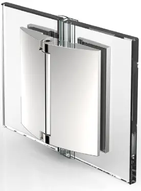 PENTURE DE PORTE,VERRE-VERRE 180°   CHROME BRILLANT 