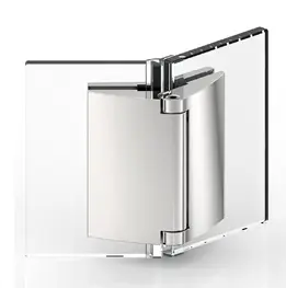 PENTURE DE PORTE,VERRE-VERRE 135°M. FER   INOX BROSSÉ