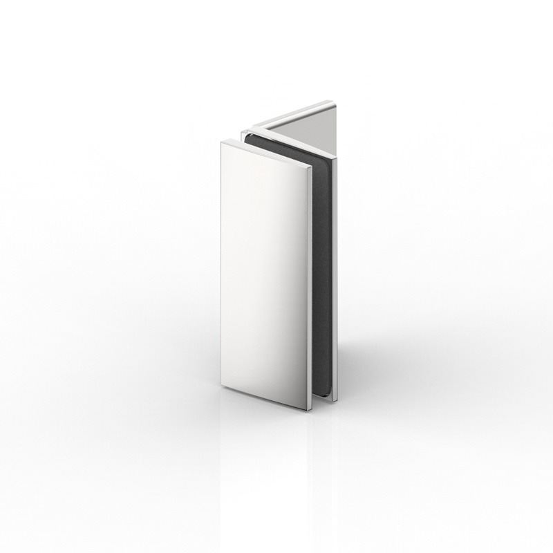 CONNECTEUR D'ANGLE VERRE-MUR 90°   INOX BROSSÉ