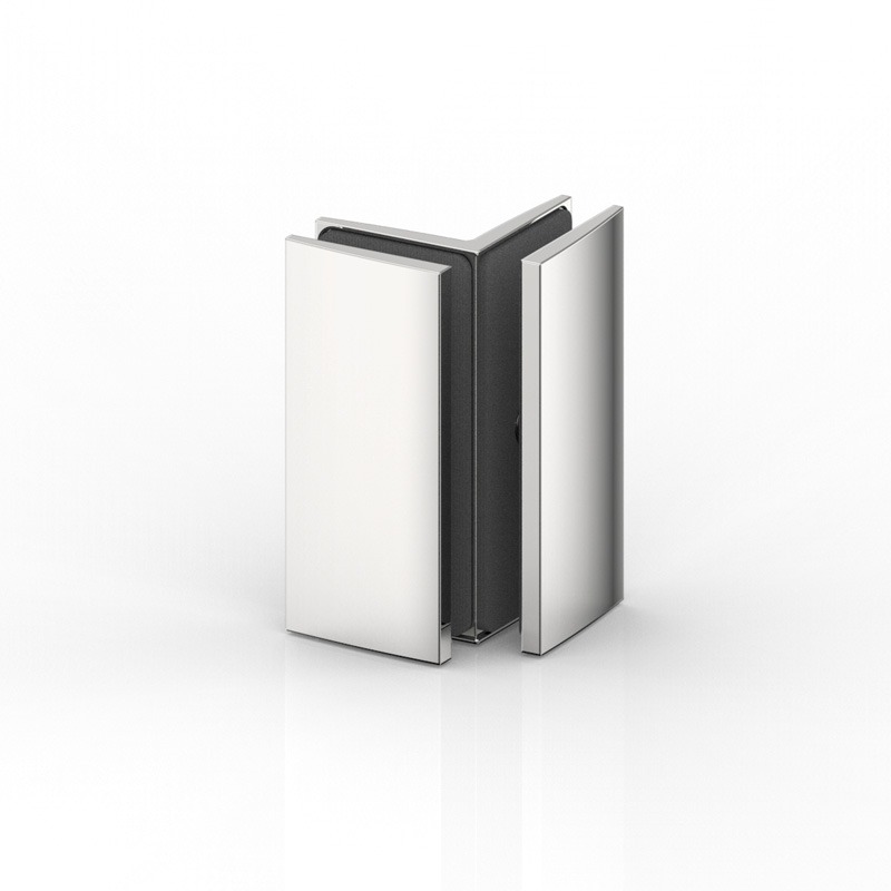 CONNECTEUR D'ANGLE VERRE-VERRE 90°   CHROME MAT 