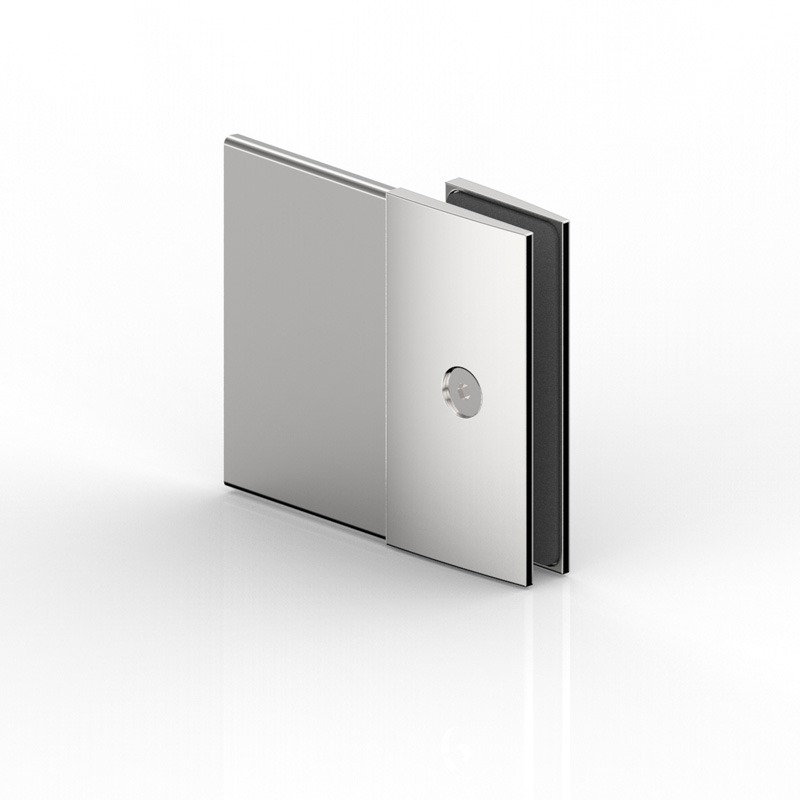 CONNECTEUR D'ANGLE LE LONG VERRE-MUR 180°   INOX BROSSÉ