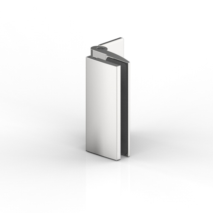 PENTURE DE PORTE,VERRE-MUR 90°  INTERIEUR   INOX BROSSÉ