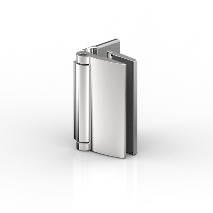 PENTURE DE PORTE,VERRE-MUR 90° EXTERIEURE   CHROME MAT 