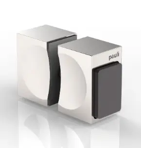 TIRANT DE PORTE DOUBLE AVEC BUTOIR   NICKEL BRILLANT 