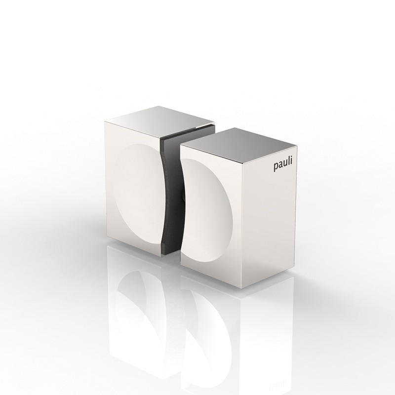 BOUTON CARRÉ DOUBLE, 46X28X30MM   MÉTAL GRAPHITE BROSSÉ