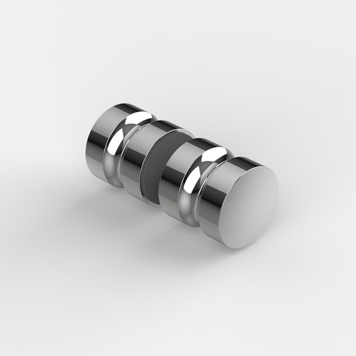 BOUTON DOUBLE, Ø32X32MM,   CHROME BRILLANT 